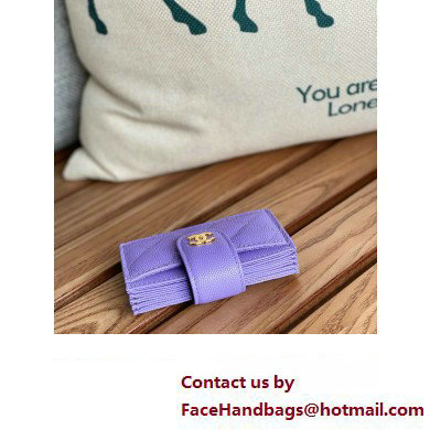 Chanel Grained Calfskin & GOLD-Tone Metal Card Holder AP0342 purple 2023 Chanel Grained Calfskin & GOLD-Tone Metal Card Holder AP0342 purple 2023